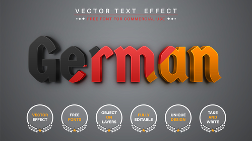 German 3d editable text style vector
