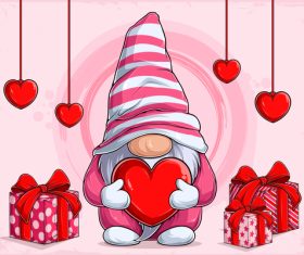 Gnome old man holding a heart vector