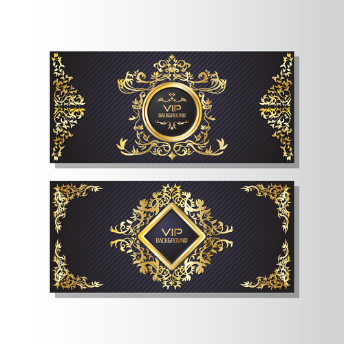 Gold decoration VIP card design vector banner