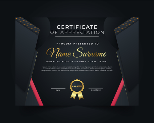 Golden diploma certificate template vector