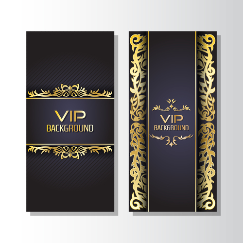 Golden macrame erect VIP card design vector