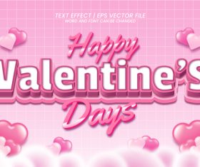 Happy Valentine 3d editable text style effect vector