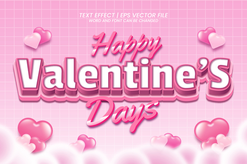 Happy Valentine 3d editable text style effect vector