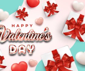 Happy valentines day banner with 3d love gift box vector