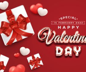 Happy valentines day banner with red background vector