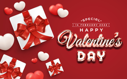 Happy valentines day banner with red background vector