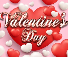 Happy valentines day with 3d hearts vector