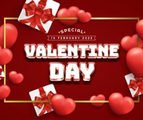 Happy valentines day with red background vector