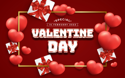Happy valentines day with red background vector