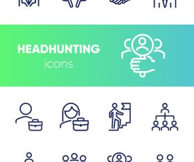 Headhunting line icon set vector