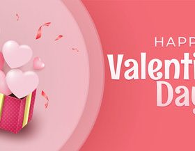 Heart shaped balloons fly out of gift box vector