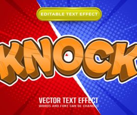 Knock editable text effect comic and cartoon style vector