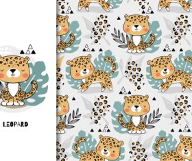 Leopard cartoon seamless background vector