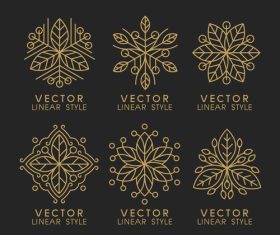 Linear and floral decorative logos design vector