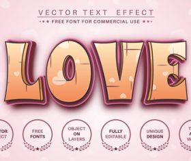 Love 3d editable text style vector