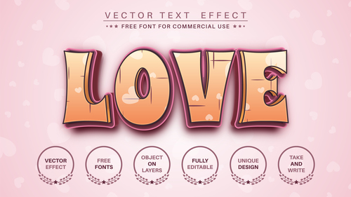 Love 3d editable text style vector