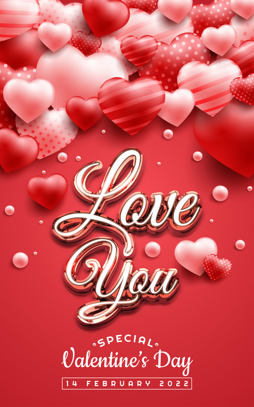 Love you banner special valentines day with red and pink sweet heart vector