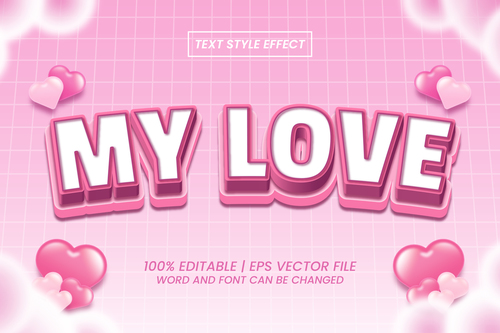 My love text style effect vector