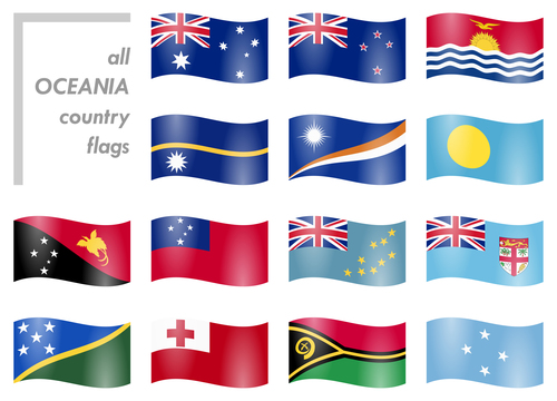 Oceania country flags icon vector