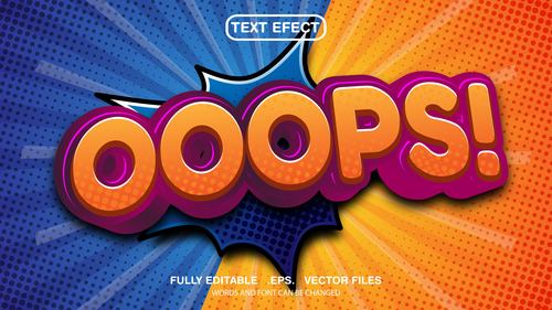 Ooops 3d editable text style vector
