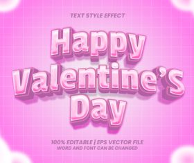Pink Happy Valentines Day text style effect vector