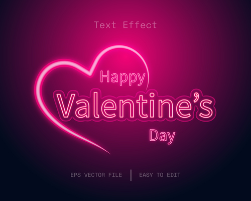 Pink valentine text effect vector