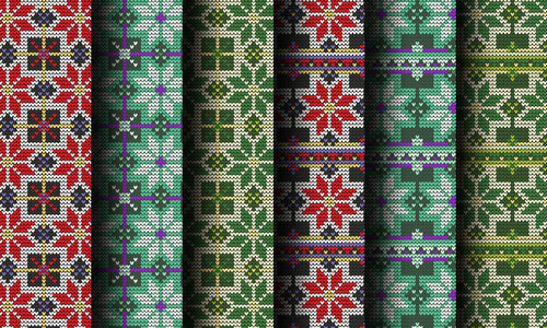 Pretty seamless patterns knitted decorative vector