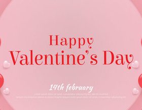 Realistic banner soft pink valentines day background vector