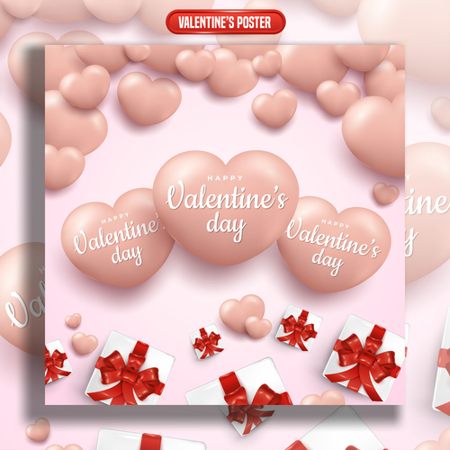 Realistic hearts with valentines day special vector