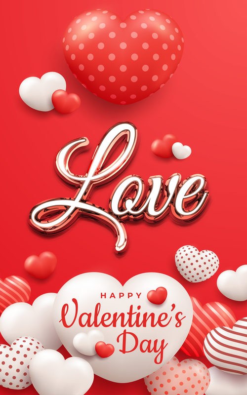 Realistic sweet hearts valentines day banner vector