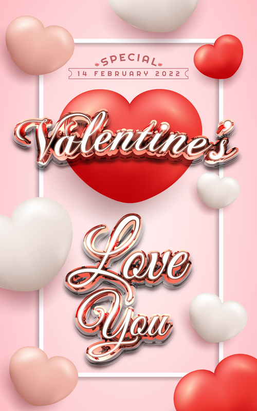 Realistic valentines day flyer template vector