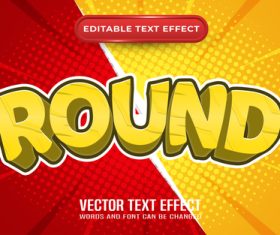 Round editable text effect comic and cartoon style vector