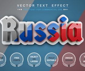 Russia 3d editable text style vector