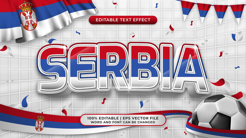 SERBIA editable text effect comic and cartoon style vector