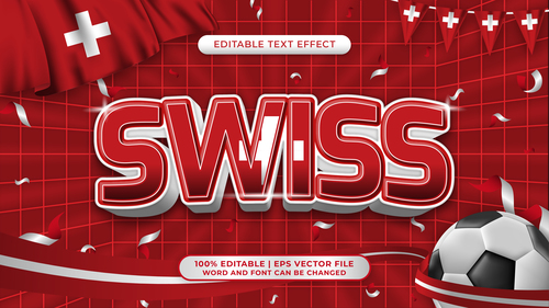 SWISS editable text effect comic and cartoon style vector