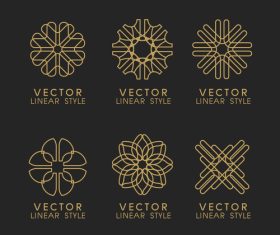Simple linear and floral decorative logos design vector