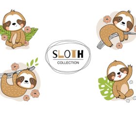 Sloth cartoon background vector