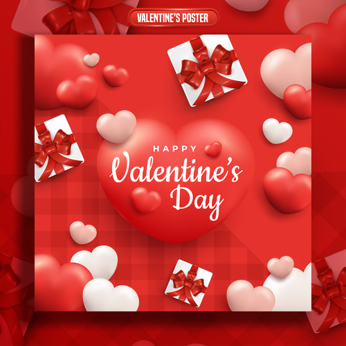 Social media post happy valentines day themed vector