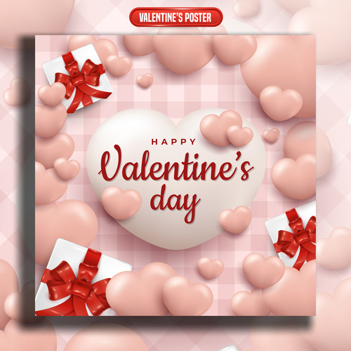 Social media post with happy valentines day vector