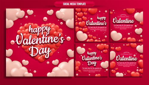 Socialmedia template valentine themed vector