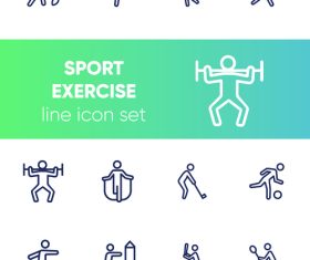 Sport exercise line icon set vector