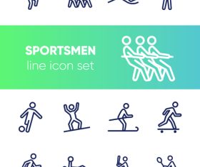 Sportsmen line icon set vector