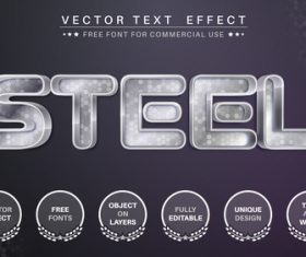 Steel 3d editable text style vector