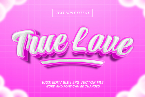 Tiwe love text style effect vector