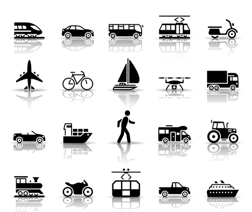 Traffic mobility icon set vector