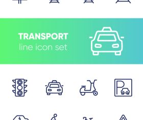 Transport line icon set vector