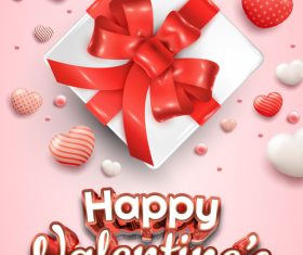 Valentines day banner with cute gift box and sweet hearts vector