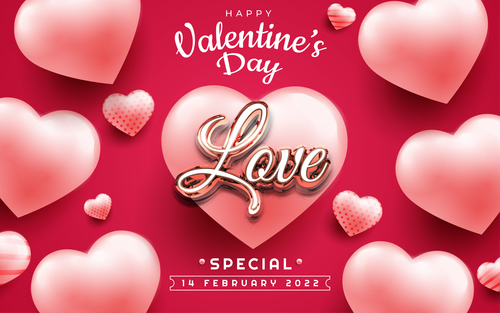 Valentines day banner with cute heart vector