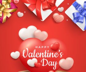 Valentines day banner with gift box and podium vector