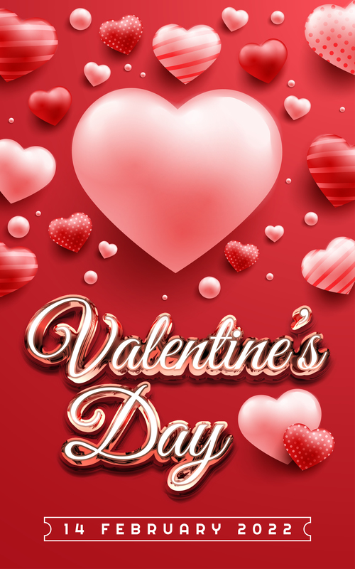 Valentines day banner with realistic heart vector